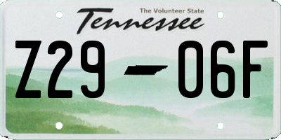 TN license plate Z2906F