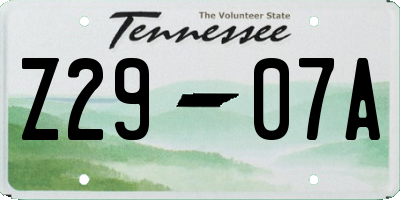 TN license plate Z2907A