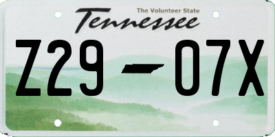 TN license plate Z2907X