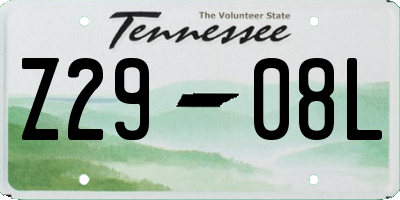 TN license plate Z2908L