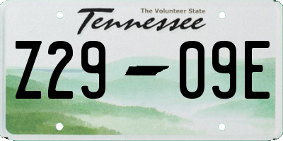 TN license plate Z2909E