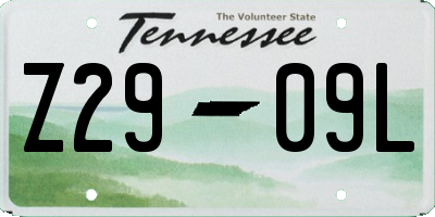 TN license plate Z2909L