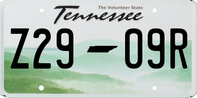 TN license plate Z2909R
