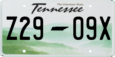 TN license plate Z2909X