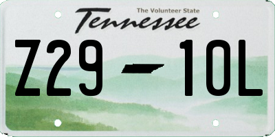 TN license plate Z2910L