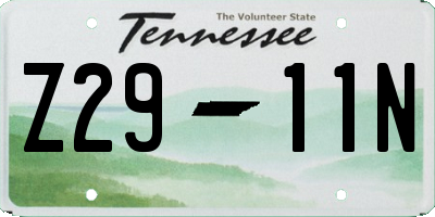TN license plate Z2911N