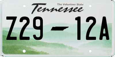 TN license plate Z2912A