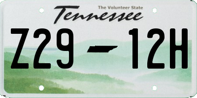 TN license plate Z2912H