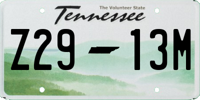 TN license plate Z2913M