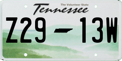 TN license plate Z2913W