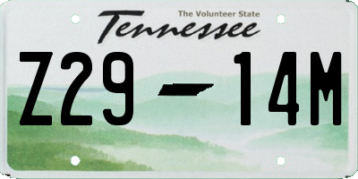 TN license plate Z2914M