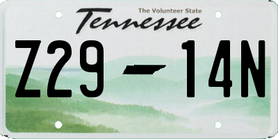 TN license plate Z2914N