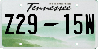 TN license plate Z2915W