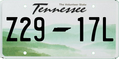 TN license plate Z2917L