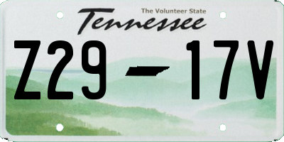 TN license plate Z2917V