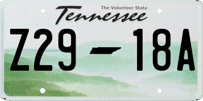 TN license plate Z2918A