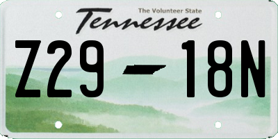 TN license plate Z2918N
