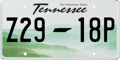 TN license plate Z2918P