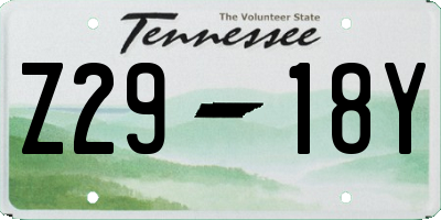 TN license plate Z2918Y