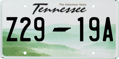TN license plate Z2919A