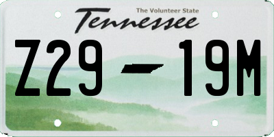 TN license plate Z2919M