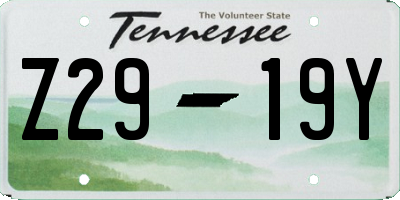 TN license plate Z2919Y