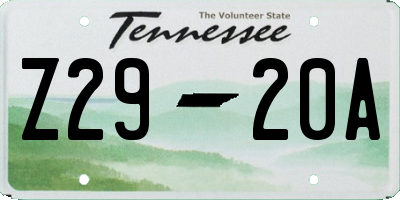 TN license plate Z2920A