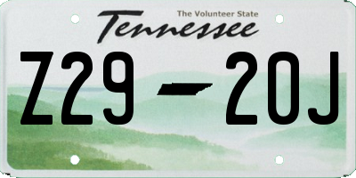 TN license plate Z2920J