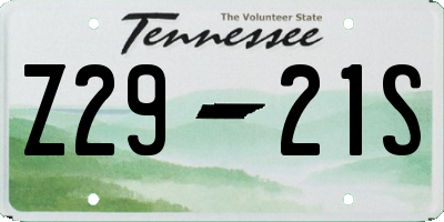 TN license plate Z2921S