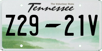 TN license plate Z2921V