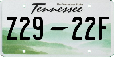 TN license plate Z2922F