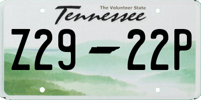 TN license plate Z2922P