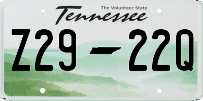 TN license plate Z2922Q
