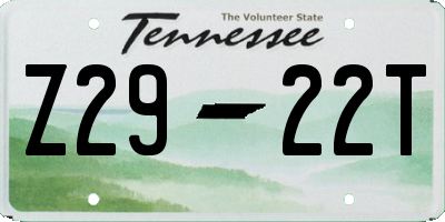 TN license plate Z2922T