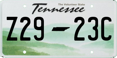 TN license plate Z2923C