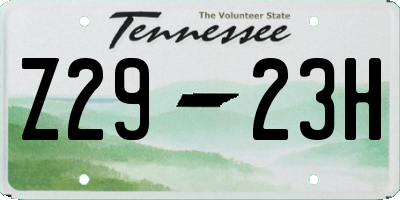 TN license plate Z2923H