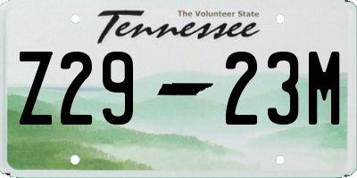 TN license plate Z2923M