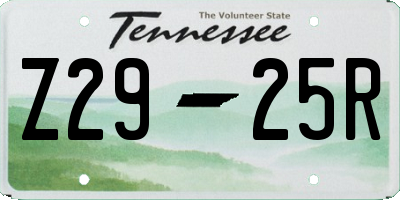 TN license plate Z2925R