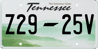 TN license plate Z2925V