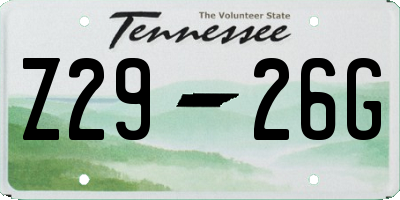 TN license plate Z2926G