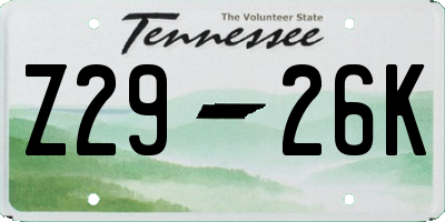 TN license plate Z2926K