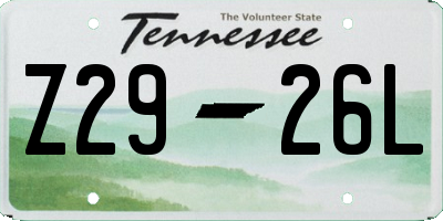 TN license plate Z2926L