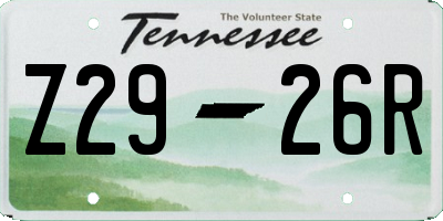 TN license plate Z2926R