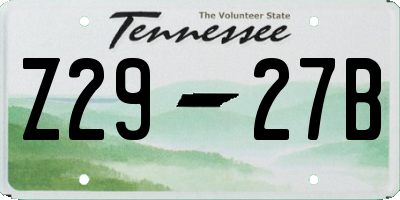 TN license plate Z2927B