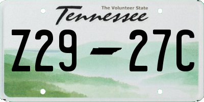 TN license plate Z2927C