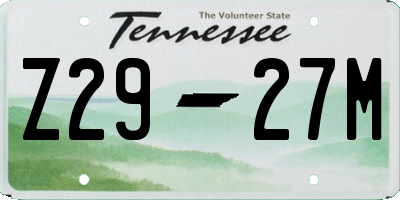 TN license plate Z2927M