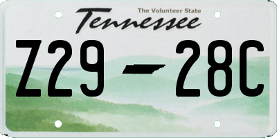 TN license plate Z2928C