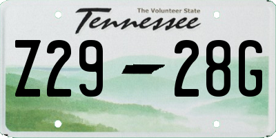 TN license plate Z2928G