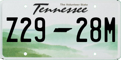 TN license plate Z2928M
