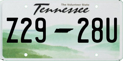 TN license plate Z2928U